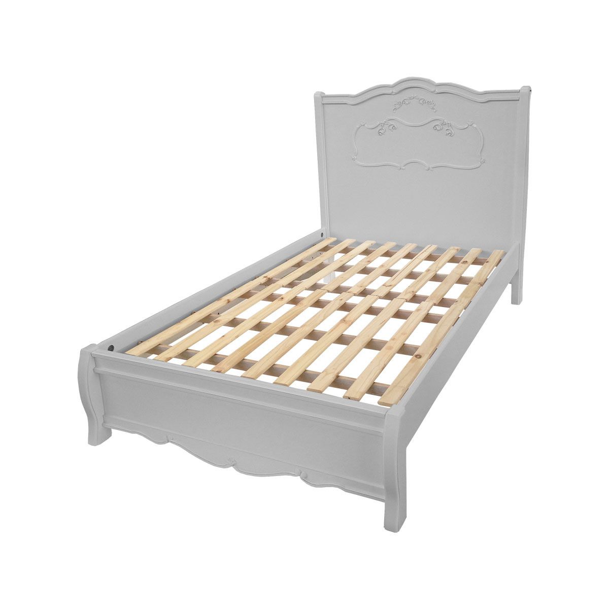 Cama Solteiro Peseira Baixa Bourbon - Cinza Claire