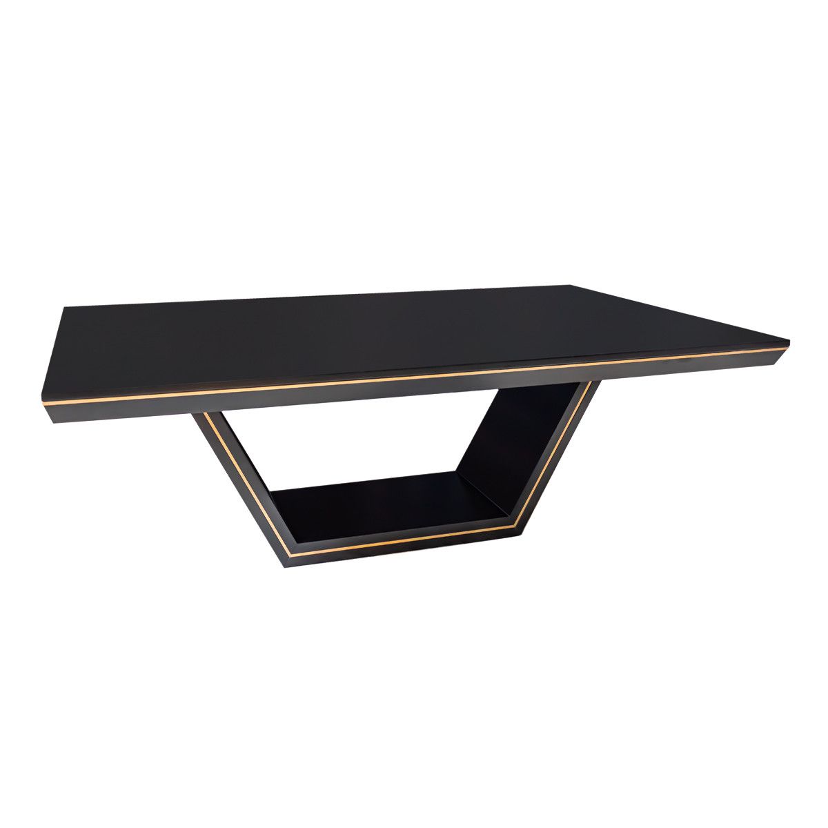 Mesa New Laville Retangular M Preto com Detalhes em Dourado Soleil